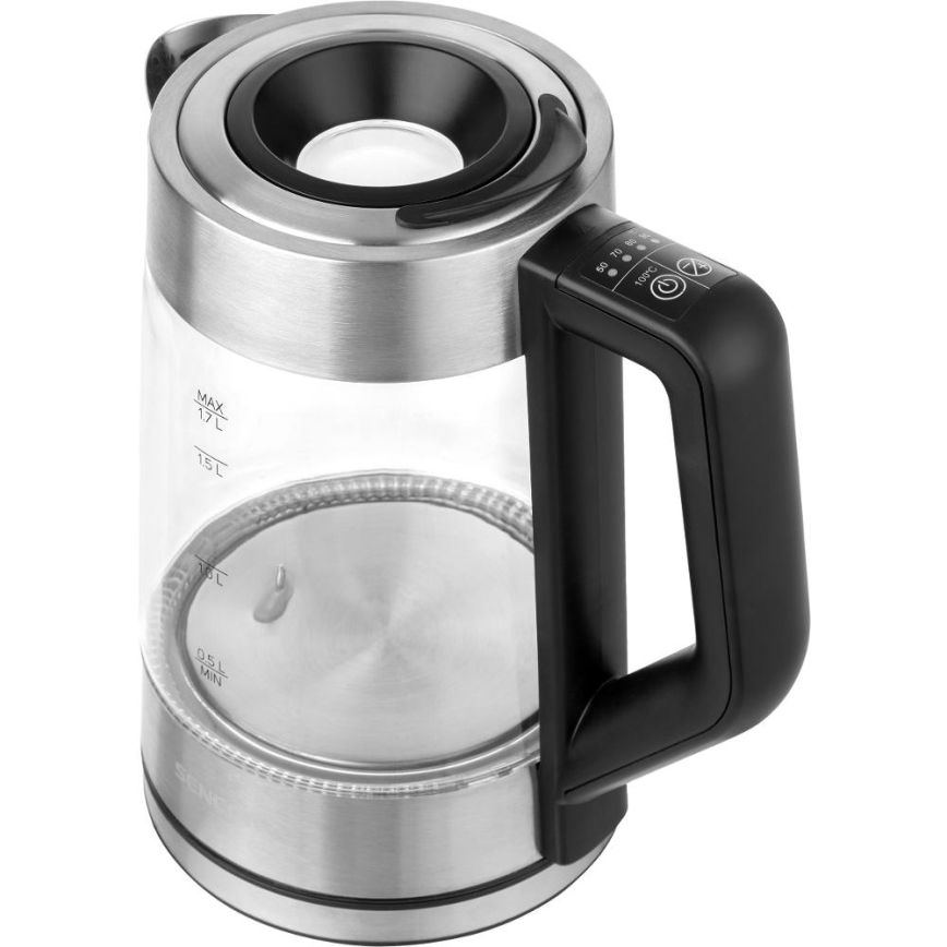 Sencor - Hőmérséklet-szabályozású vízforraló 1,7 l 2200 W/230 V matt króm/fekete