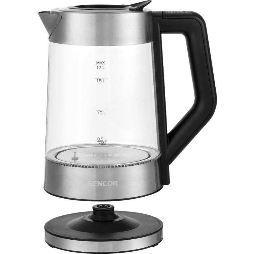 Sencor - Hőmérséklet-szabályozású vízforraló 1,7 l 2200 W/230 V matt króm/fekete