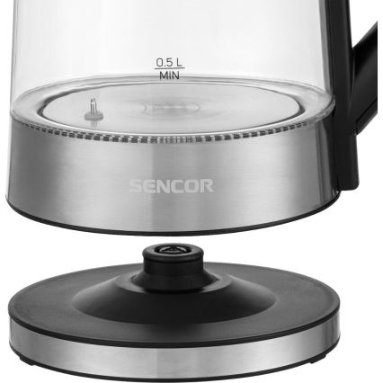 Sencor - Hőmérséklet-szabályozású vízforraló 1,7 l 2200 W/230 V matt króm/fekete