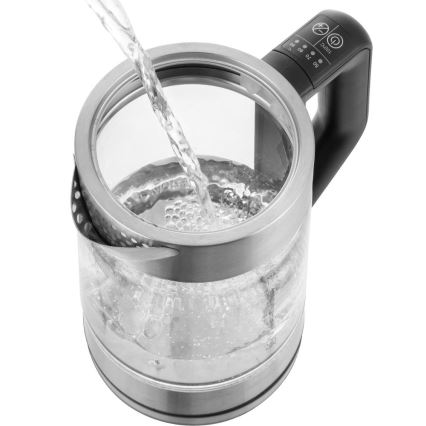 Sencor - Hőmérséklet-szabályozású vízforraló 1,7 l 2200 W/230 V matt króm/fekete