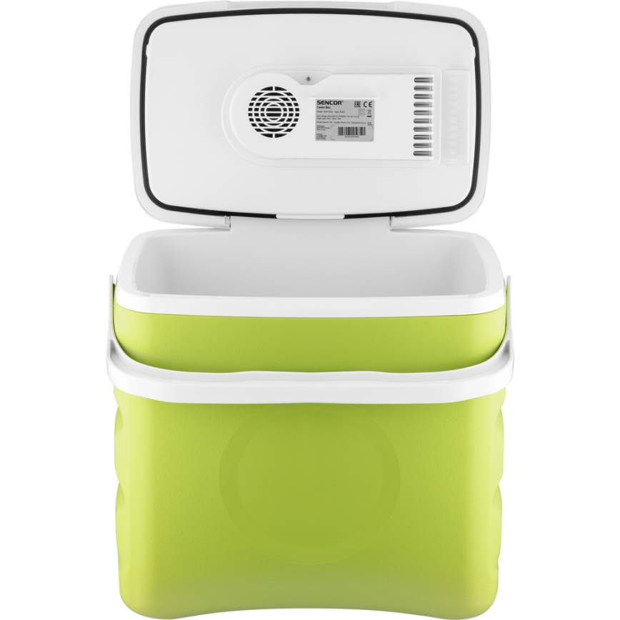 Sencor - Hordozható hűtőtáska 30 l 55W/5V/12V/230V zöld/fehér