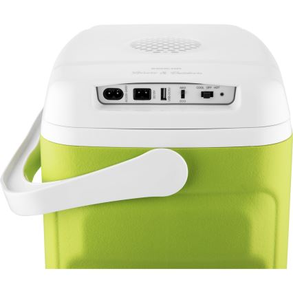 Sencor - Hordozható hűtőtáska 30 l 55W/5V/12V/230V zöld/fehér