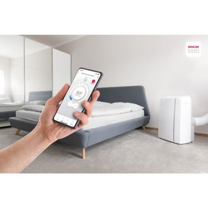 Sencor - Intelligens mobil klíma 3 az 1-ben teljes tartozékokkal 1450W/230V 12000 BTU Wi-Fi fehér + távirányítás