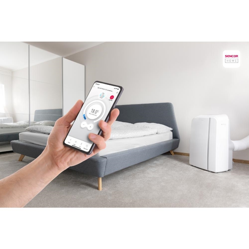 Sencor - Intelligens mobil klíma 3 az 1-ben teljes tartozékokkal 1450W/230V 12000 BTU Wi-Fi fehér + távirányítás