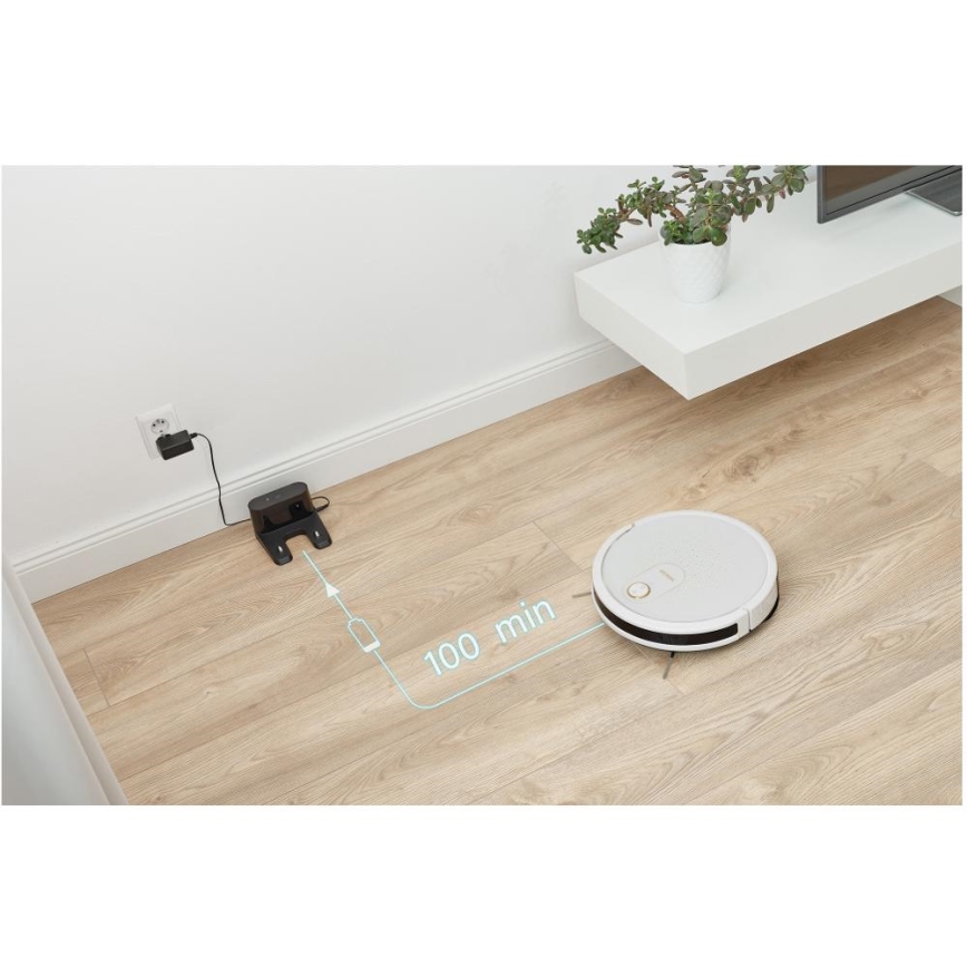 Sencor - Intelligens robotporszívó felmosóval 2in1 28W/2600 mAh Wi-Fi fehér + távirányítás