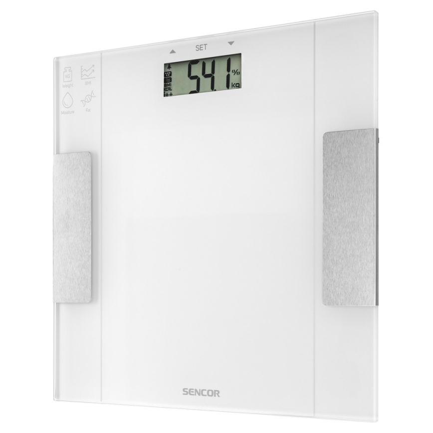 Sencor - Intelligens szeméyi fitness mérleg 1xCR2032 fehér