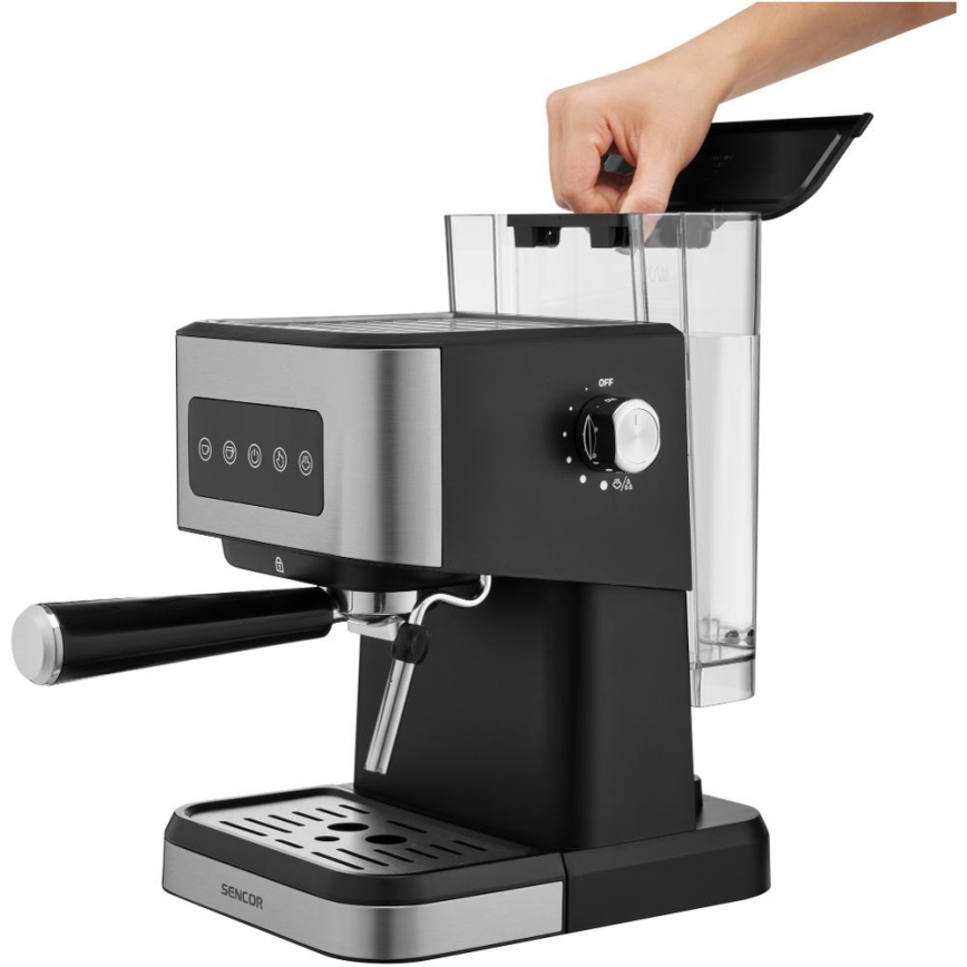 Sencor - Karos eszpresszó kávéfőző 1050W/230V fekete/matt króm