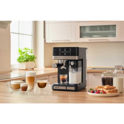 Sencor - Karos eszpresszó kávéfőző 1350 W/230 V fekete/matt króm