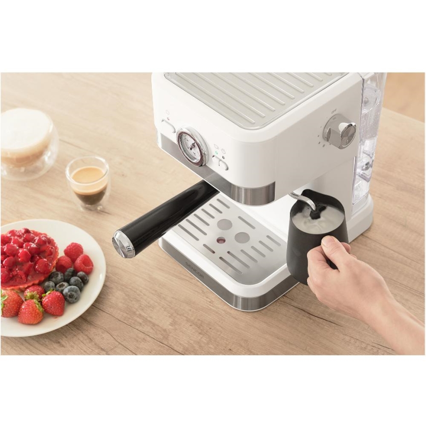 Sencor - Karos kávéfőző karos működtetéssel 1050W/230V fehér/matt króm