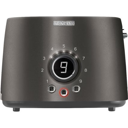 Sencor - Két szeletes kenyérpirító melegítőrácssal 1000W/230V antracit