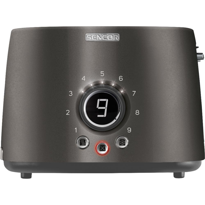 Sencor - Két szeletes kenyérpirító melegítőrácssal 1000W/230V antracit