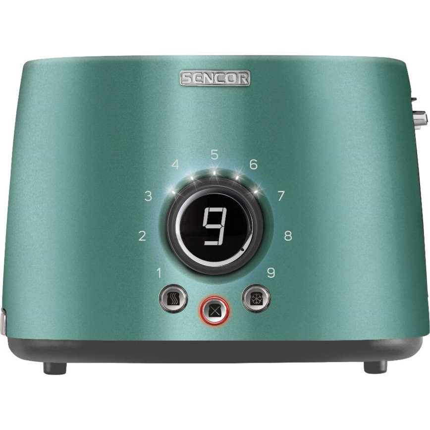 Sencor - Kétnyílásos kenyérpirító melegítőrácssal, 1000W/230V, mentazöld