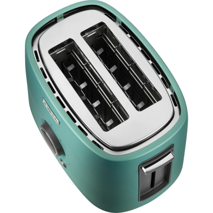 Sencor - Kétnyílásos kenyérpirító melegítőrácssal, 1000W/230V, mentazöld