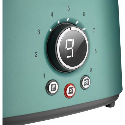 Sencor - Kétnyílásos kenyérpirító melegítőrácssal, 1000W/230V, mentazöld
