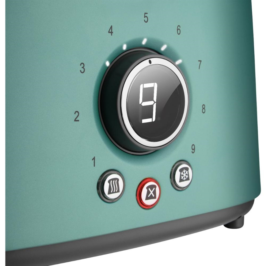 Sencor - Kétnyílásos kenyérpirító melegítőrácssal, 1000W/230V, mentazöld