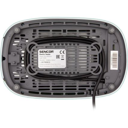 Sencor - Kétnyílásos kenyérpirító melegítőrácssal, 1000W/230V, mentazöld