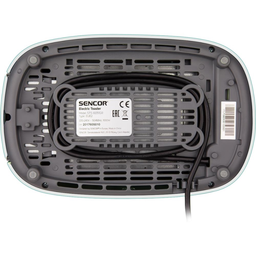 Sencor - Kétnyílásos kenyérpirító melegítőrácssal, 1000W/230V, mentazöld