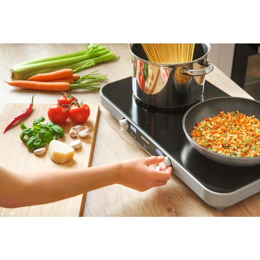 Sencor - Kétzónás kerámialapos főzőlap LCD kijelzővel 3500W/230V