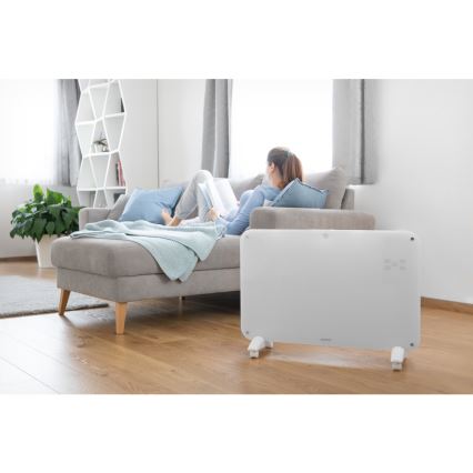 Sencor - Konvekciós fűtőtest LCD kijelzővel 750W/1500W/230V Wi-Fi Tuya IP24 fehér + távirányító