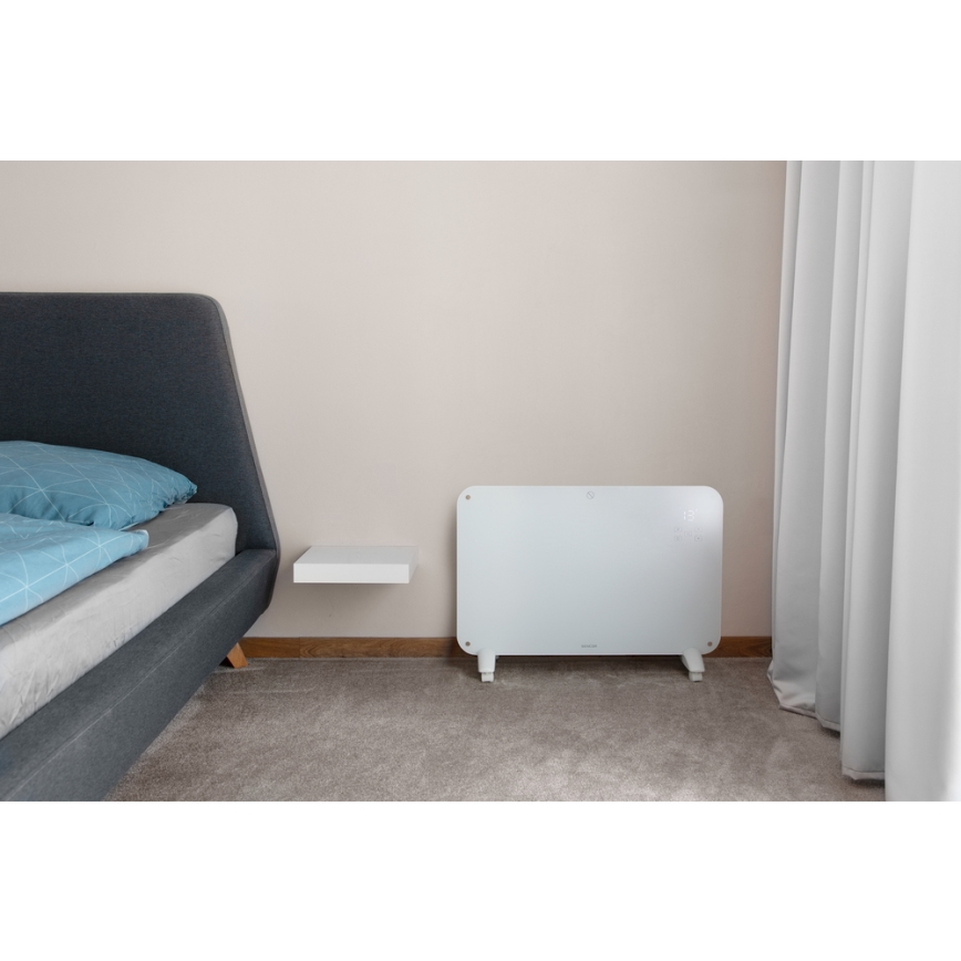 Sencor - Konvekciós fűtőtest LCD kijelzővel 750W/1500W/230V Wi-Fi Tuya IP24 fehér + távirányító