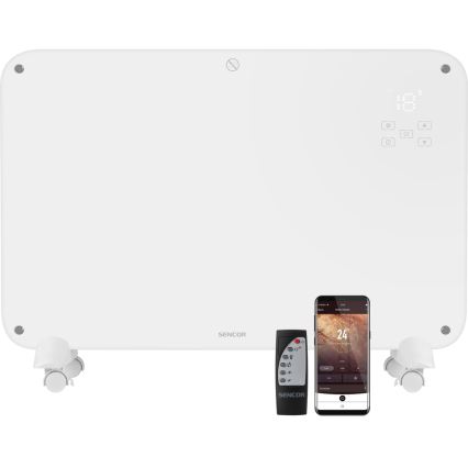Sencor - Konvekciós fűtőtest LCD kijelzővel 750W/1500W/230V Wi-Fi Tuya IP24 fehér + távirányító