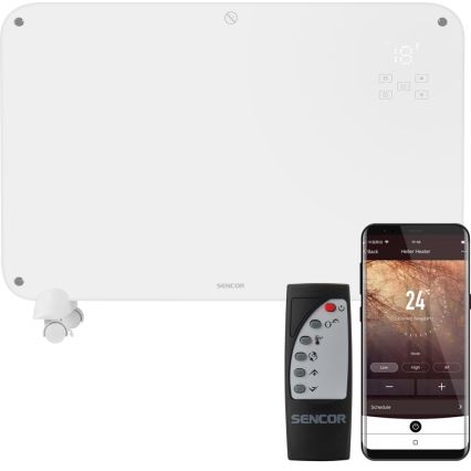 Sencor - Konvekciós fűtőtest LCD kijelzővel 750W/1500W/230V Wi-Fi Tuya IP24 fehér + távirányító