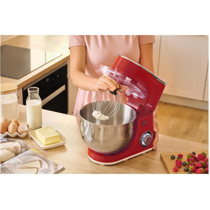 Sencor - Konyhai robotgép rozsdamentes acél keverőtállal 1300W/230V piros