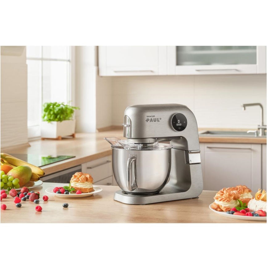 Sencor - Konyhai robotgép rozsdamentes acél tállal 1500W/230V matt króm