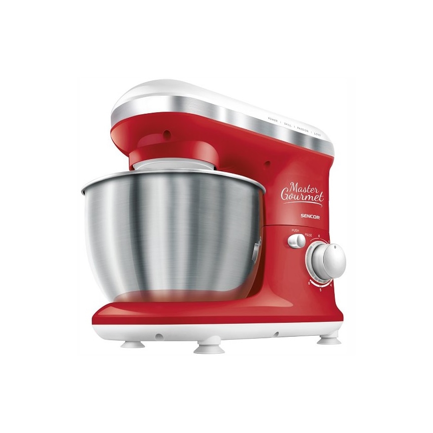 Sencor - Konyhai robotgép rozsdamentes acél tállal 600W/230V piros