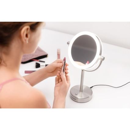 Sencor - Kozmetikai tükör LED háttérvilágítással LED/5W/230V rozsdamentes acél