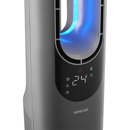 Sencor - Torony, lapát nélküli kerámia ventilátor 1200/2000W/230V antracit + távirányító