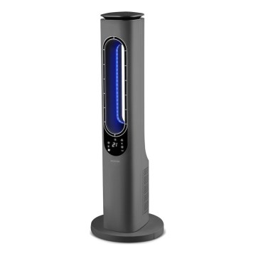 Sencor - Lapát nélküli toronyventilátor kerámia fűtőelemmel 1200/2000W/230V antracit + távirányító