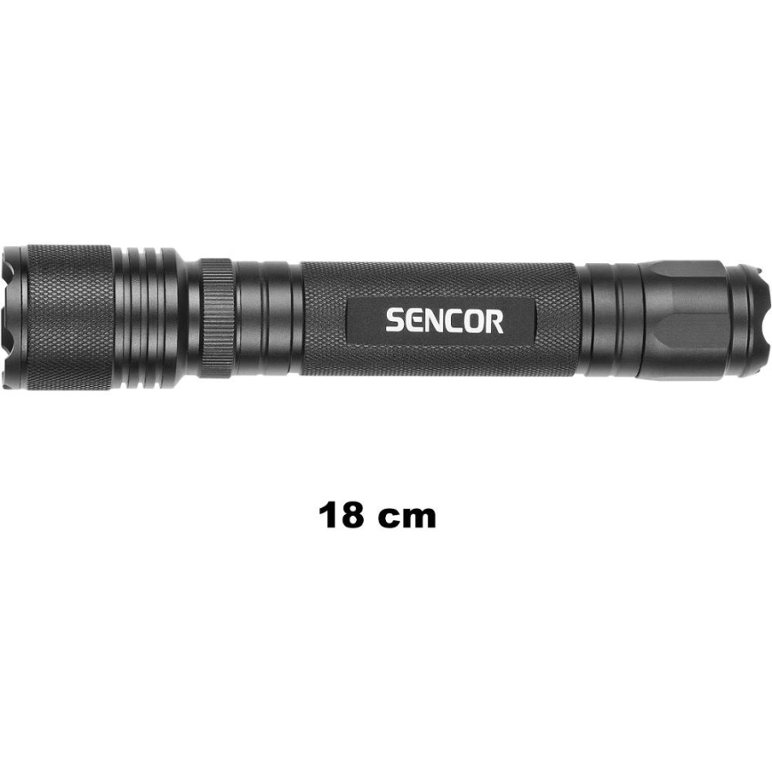 Sencor - LED alumínium zseblámpa LED/5W/6xAAA IP44 fekete