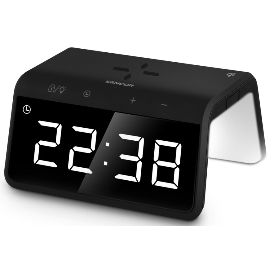 Sencor - LED RGB Ébresztőóra vezeték nélküli töltéssel 10W/1xCR2032