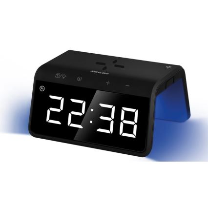 Sencor - LED RGB Ébresztőóra vezeték nélküli töltéssel 10W/1xCR2032