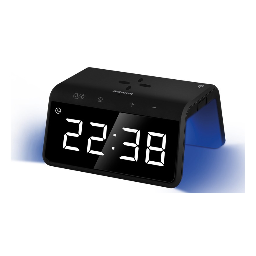 Sencor - LED RGB Ébresztőóra vezeték nélküli töltéssel 10W/1xCR2032