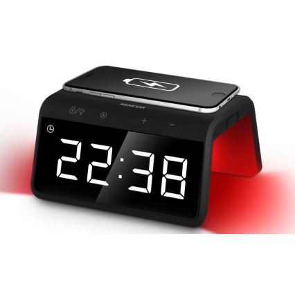 Sencor - LED RGB Ébresztőóra vezeték nélküli töltéssel 10W/1xCR2032