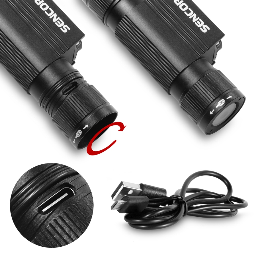 Sencor - LED Újratölthető alumínium fejlámpa LED/5W/2600 mAh IP65
