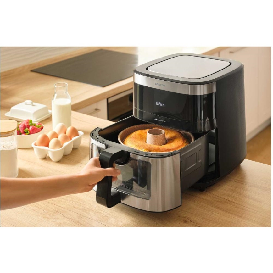 Sencor - Forrólevegős fritőz 9 l 1700W/230V fekete/matt króm