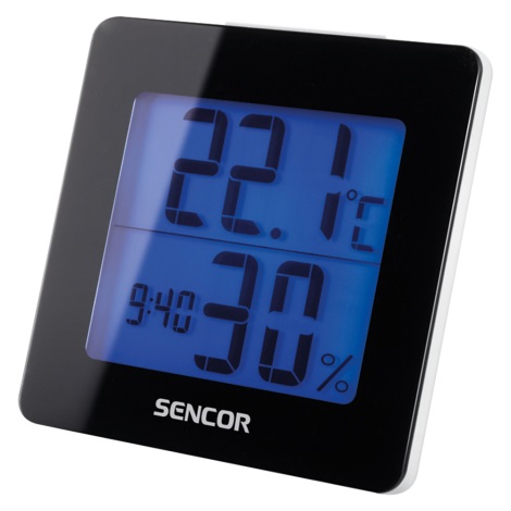 Sencor - Meteorológiai állomás LCD kijelzővel és ébresztőórával 1xAA fekete