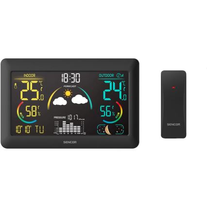 Sencor - Meteorológiai állomás színes LED kijelzővel és ébresztőórával 5V 3xAA + 2xAA