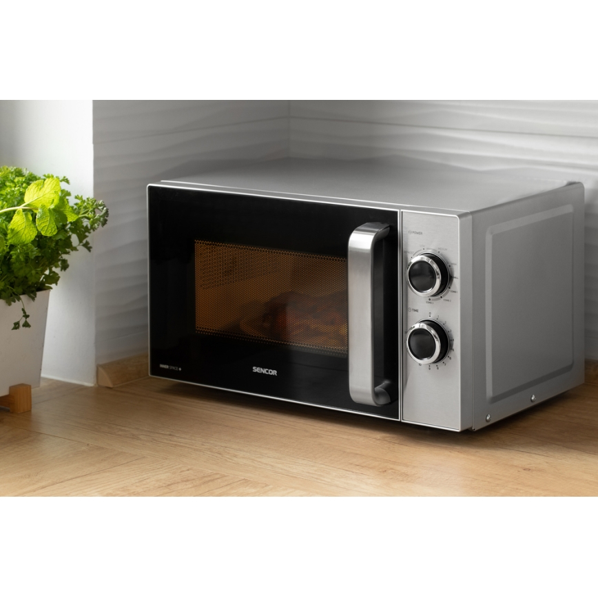 Sencor - Mikrohullámú sütő grill funkcióval 700W/900W/230V 17 l rozsdamentes acél