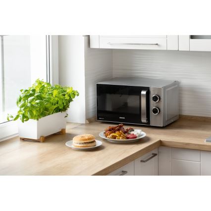 Sencor - Mikrohullámú sütő grill funkcióval 700W/900W/230V 17 l rozsdamentes acél