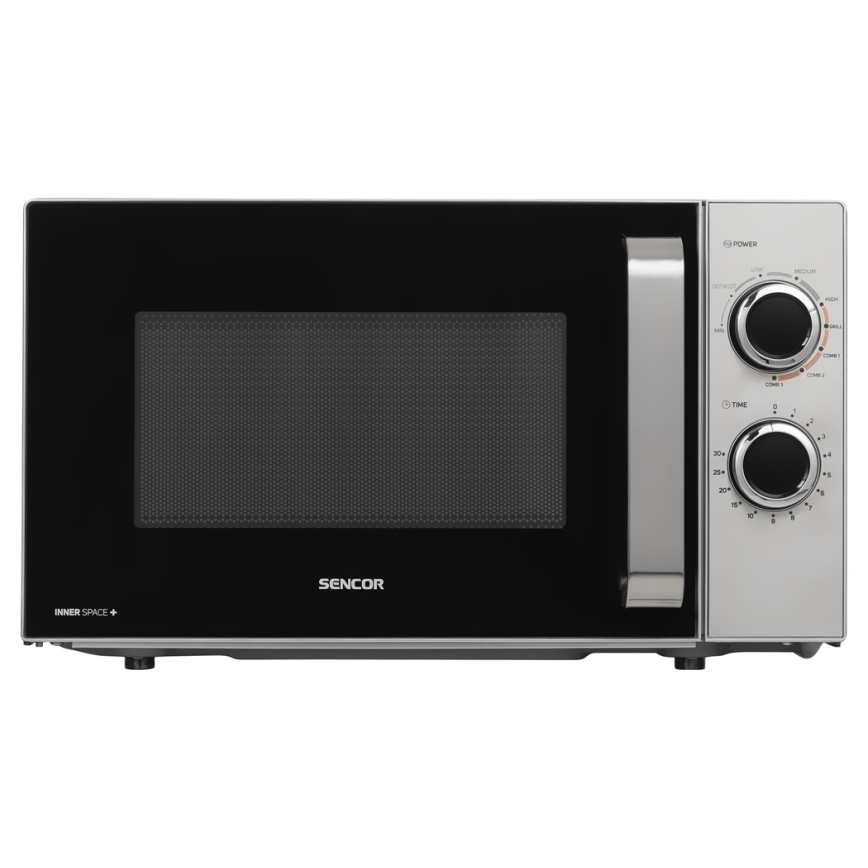 Sencor - Mikrohullámú sütő grill funkcióval 700W/900W/230V 17 l rozsdamentes acél