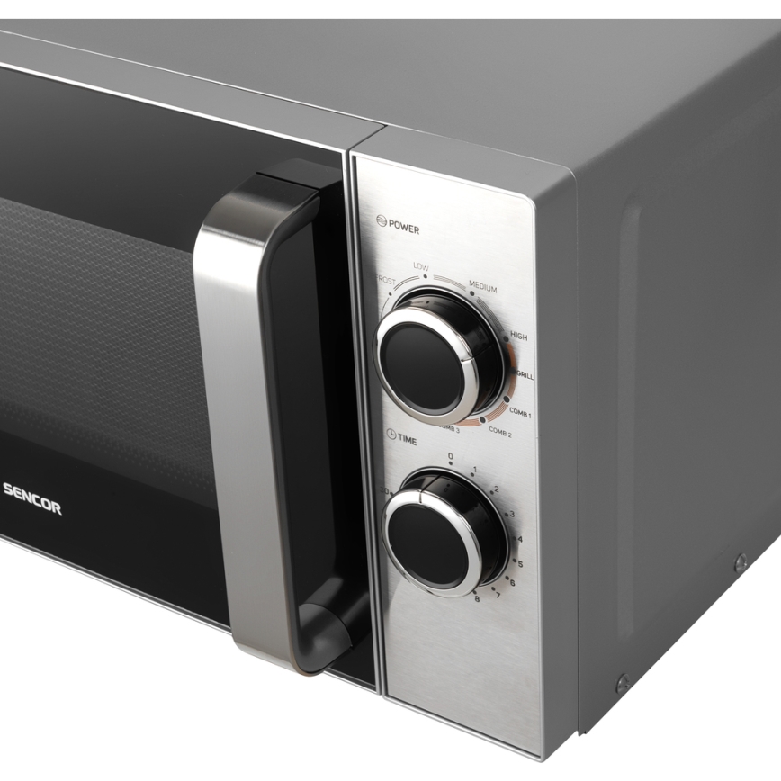Sencor - Mikrohullámú sütő grill funkcióval 700W/900W/230V 17 l rozsdamentes acél
