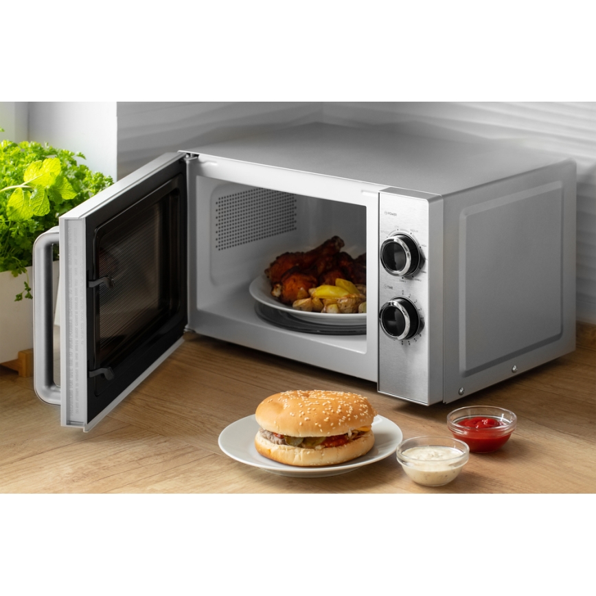 Sencor - Mikrohullámú sütő grill funkcióval 700W/900W/230V 17 l rozsdamentes acél