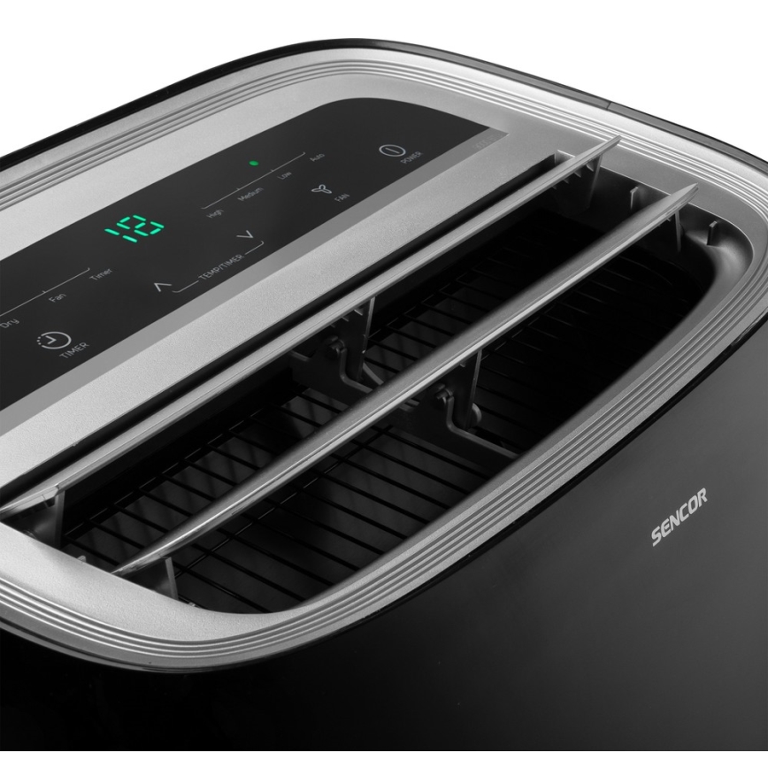 Sencor - Mobil klíma LCD kijelzővel 3in1 1000W/230V 9000 BTU fekete + távirányító