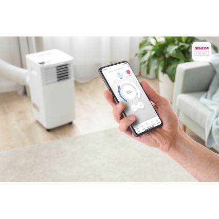 Sencor- Mobil klíma LCD kijelzővel 3in1 930W/230V 7000 BTU Wi-Fi fehér + távirányító