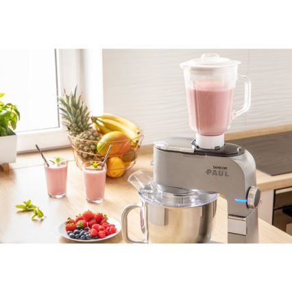 Sencor - Multifunkciós konyhai robotgép rozsdamentes acél tálral 1500W/230V matt króm