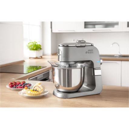 Sencor - Multifunkciós konyhai robotgép rozsdamentes acél tálral 1500W/230V matt króm